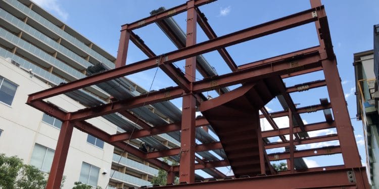 鉄骨造3階建て、児童福祉施設の上棟、中間検査の立ち会いをしました。