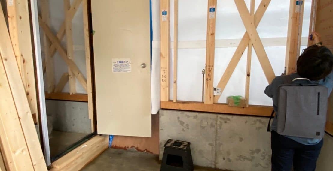 都内三階建て注文住宅。上棟後の現場確認に行きました。